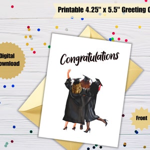 Digitale afstudeerkaart (4,25 x 5,5"), vieren met vrienden, afdrukbare kaart, gefeliciteerd, afstuderen, afstuderen aan de middelbare school