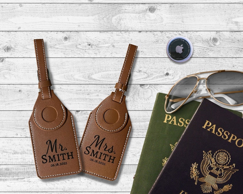 Personalized AirTag Luggage Tag, Wedding/engagement Gift, Personalized Gift, Graduation Gift, PU