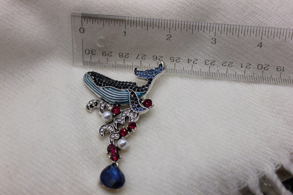 Jeweled Whale Brooch - image 5