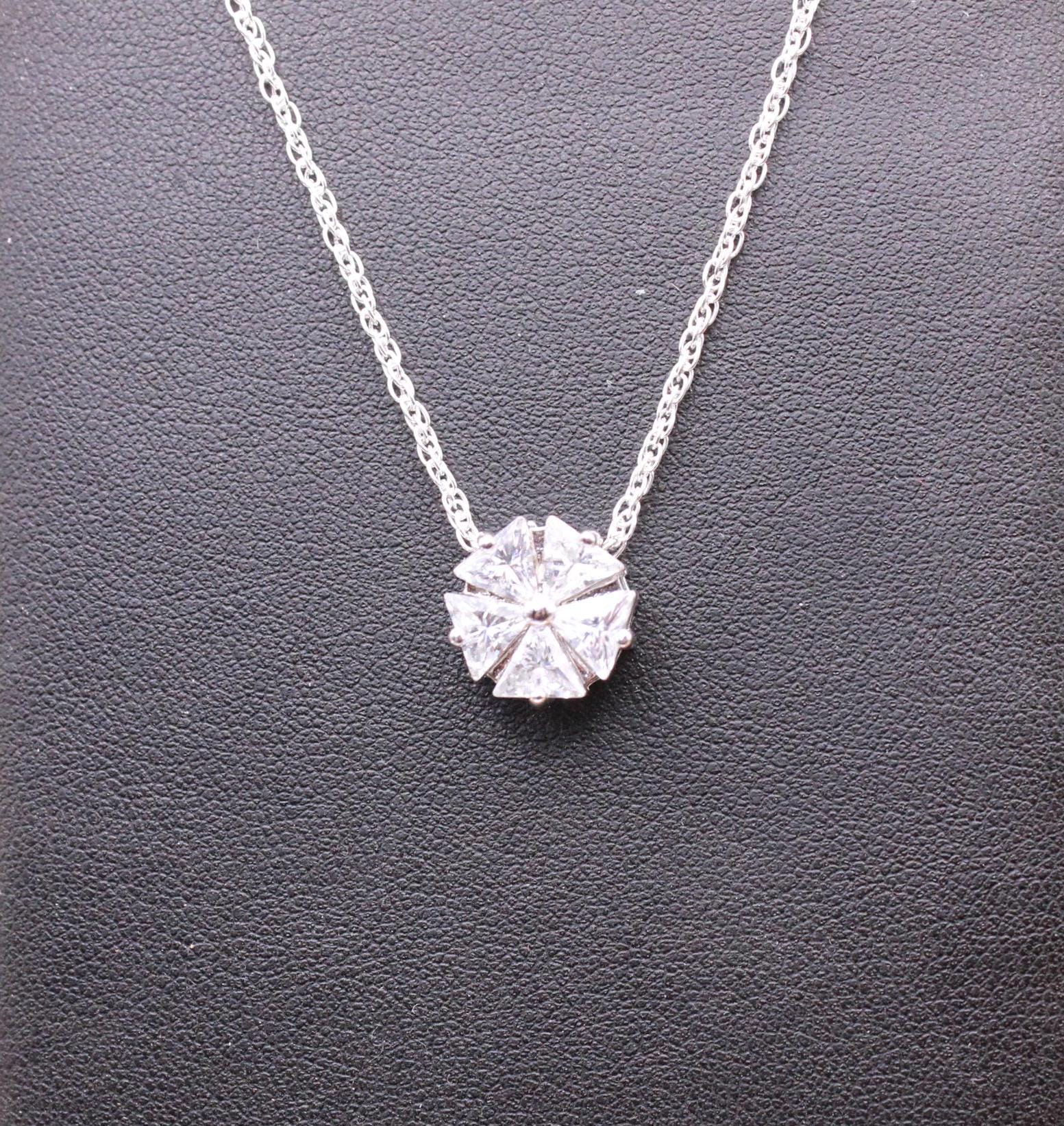 Abalone Cubic Zirconia Flower Pendant Necklace Set main image 1