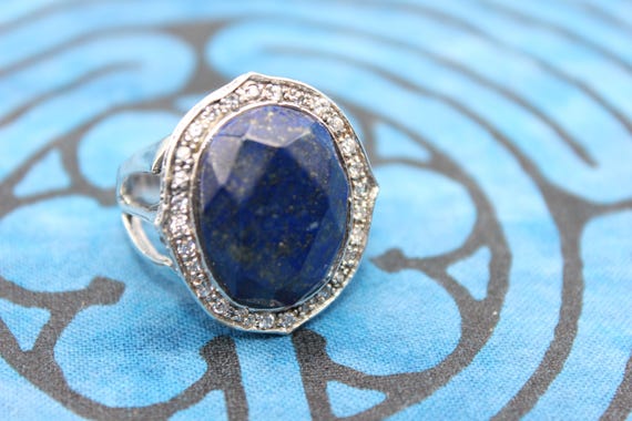 Faceted lapis dinner ring - image 1