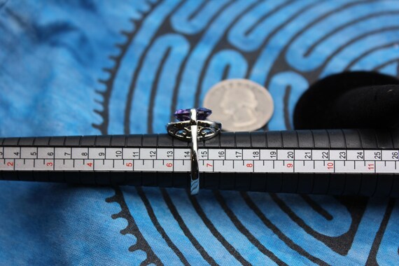 Faceted sterling silver amethyst dinner ring - image 8