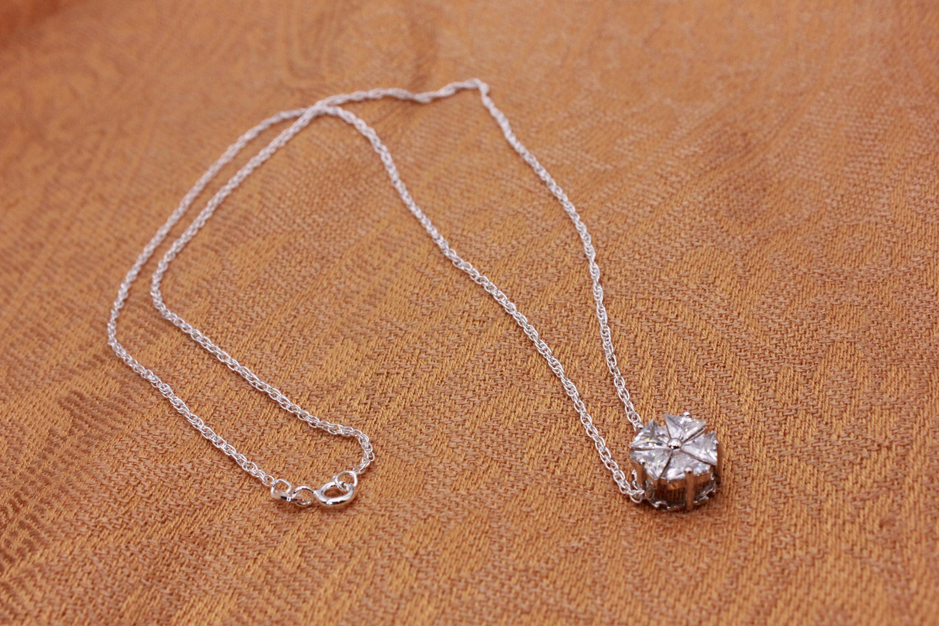Abalone Cubic Zirconia Flower Pendant Necklace Set