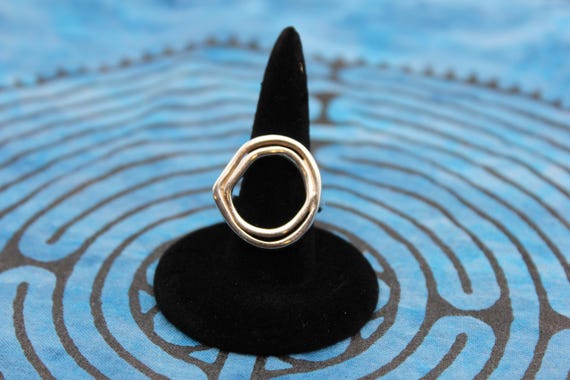 Sterling silver double circle ring - image 1