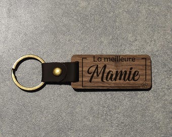 Customizable wooden and leather key ring - laser engraving