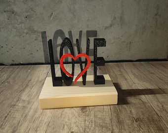 Love letters on a wooden base