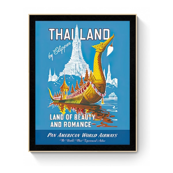 Thailand, Vintage Poster, Travel Poster, DIGITAL DOWNLOAD PRINTABLE, Digitally Remastered For Large Prints 33x47in