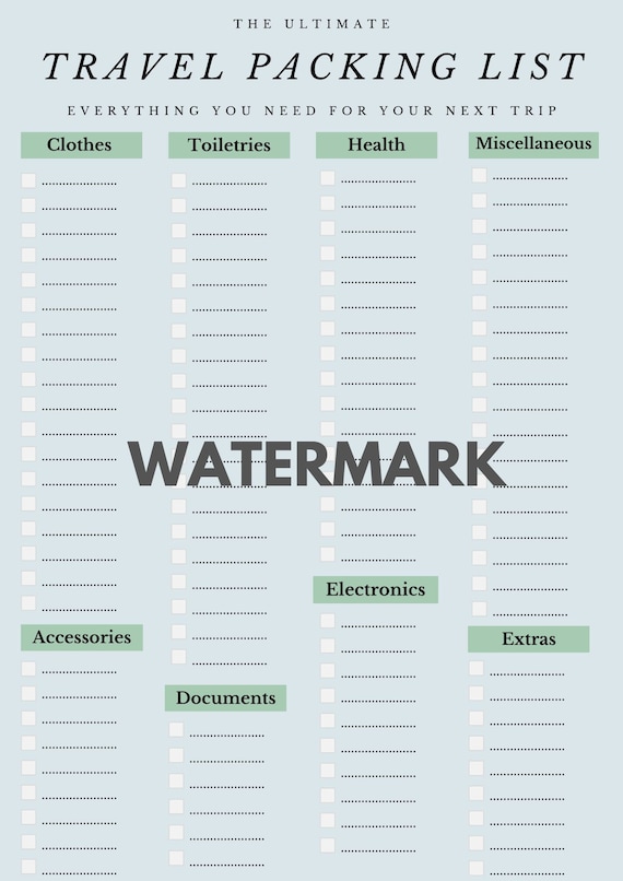 Ultimate Travel Packing List Printable
