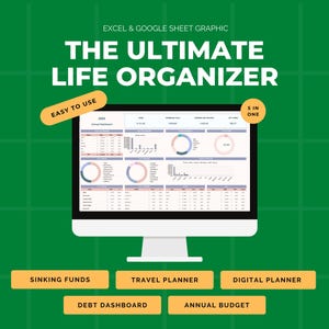 Life Organizer Bundle | Budget, Debt, Travel & Finance Planner | Excel + Google Sheets Templates | Digital Life Planner