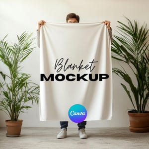 Hangin Blanket Mockup Canva Template, Mockup Blanket, Minky Blanket, Canva Arrastar e Soltar, PNG Canva Overlay, Transparent Blank Printify Mockup