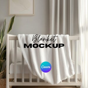 Nursery Blanket Mockup Template, Baby Mockup Blanket, Minky Blanket, Canva Drag & Drop, PNG Canva Overlay, Transparent Printify Mock up