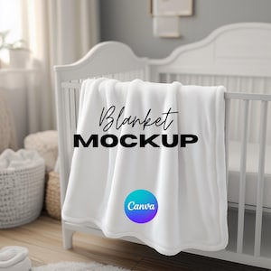 Nursery Blanket Mockup Template, Baby Mockup Blanket, Minky Blanket, Canva Drag & Drop, PNG Canva Overlay, Transparent Printify Mock up