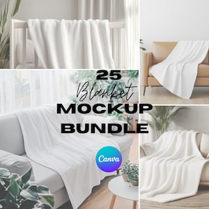 25 Decken Mockup Bundle Canva Template Transparente Decke für Drop Overlay Sherpa, Samt, Fleece, Minky, Plüsch Boho Decke Mockup
