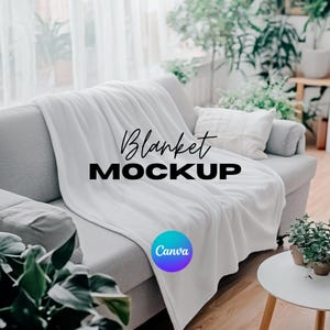 Blanket Mockup Template, Velveteen Plush Blanket, Minky Blanket, Canva Drag & Drop, PNG Canva Overlay, Transparent Blank Printify Mock up