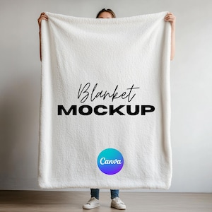 Modelo de mockup de cobertor pendurado Canva, mockup de cobertor, cobertor Minky, arrastar e soltar Canva, sobreposição PNG Canva, mockup transparente Printify