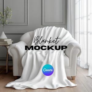 Modelo de mockup de cobertor Canva, mockup de cobertor moderno, cobertor Minky, arrastar e soltar Canva, sobreposição PNG Canva, mockup transparente Printify em branco
