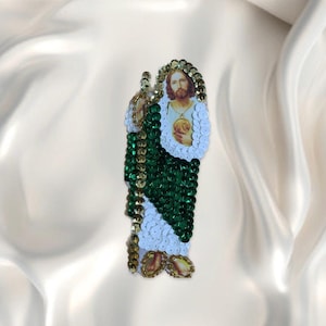 Saint Jude Sequin Patch, Religious Sequins Patch, Applique, Sew On, Catholic, Glue On, Lentejuela