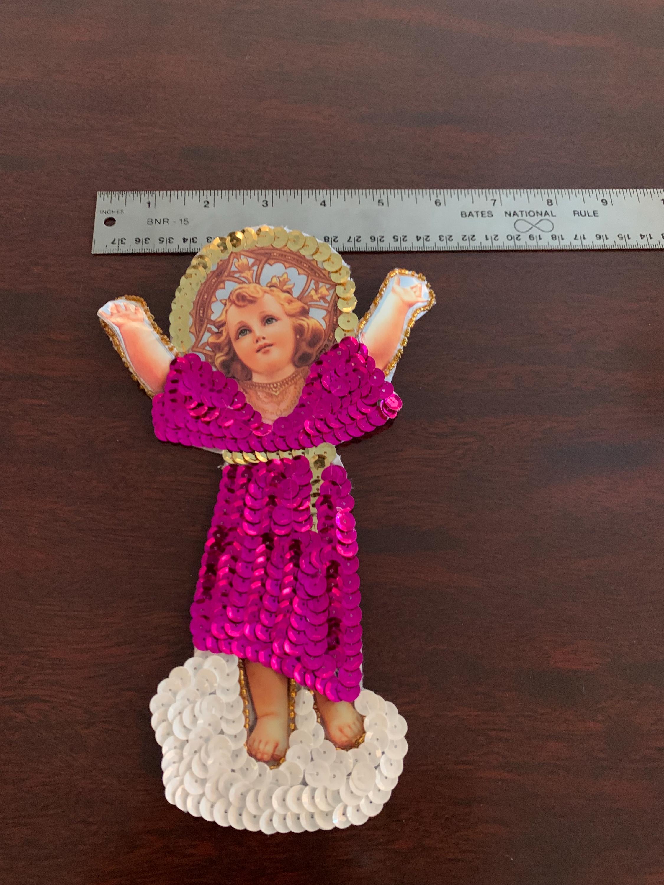 Divine Child Jesus Sequin Patch - Religious Applique (8.5 X 5.5 Inches ...