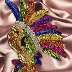 Mexican Apache/ Aztec/ Indian Sequins Patch (8.5 X 6.5 inches)