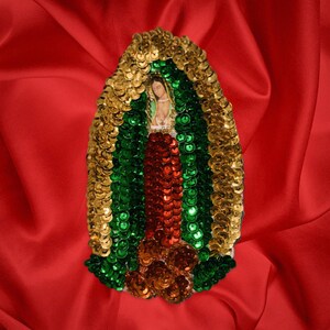 Small Virgin Mary Sequin Patch, Religious Sequins Patch,, Virgen de Guadalupe, Guadalupana, Applique, Sew On, Catholic, Glue On, Lentejuela