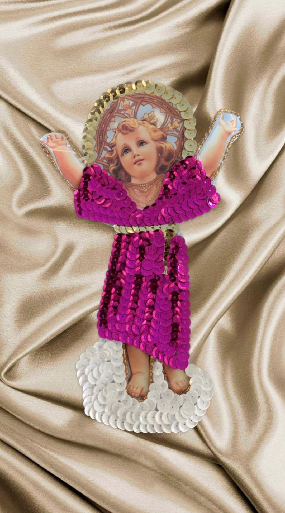 Divine Child Jesus Sequin Patch - Religious Applique (8.5 X 5.5 Inches ...