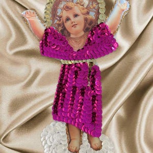 Divine Child Jesus Sequin Patch, Divino Niño Parche de Lentejuela, Religious Sequins Patch, Applique, Sew On, Catholic, Glue On, Lentejuela