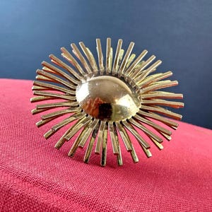 Vintage Coro Sunburst Brooch, Gold Tone Spiky Pin, Costume Jewelry 1970s Mixed Metals