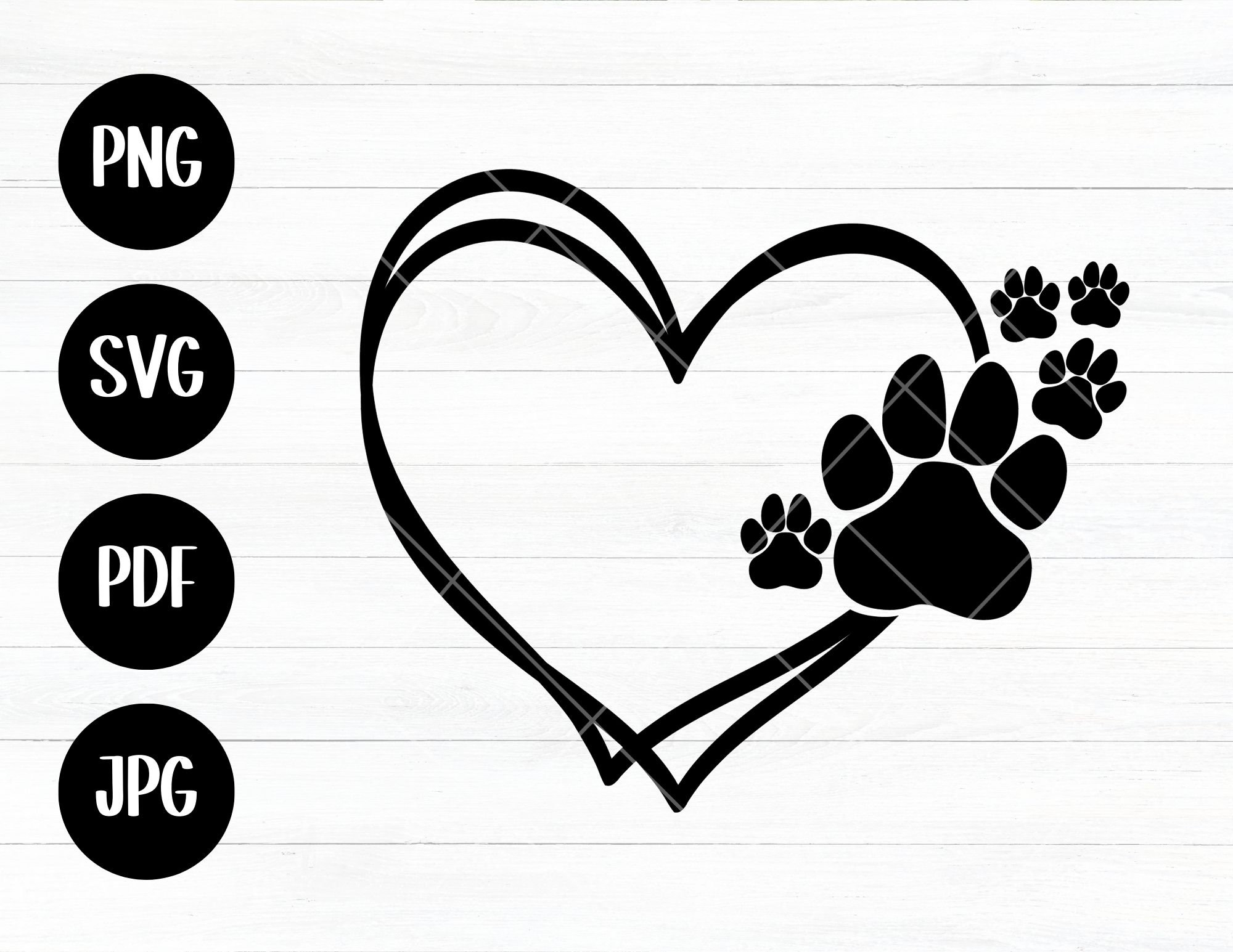 Heart Paw Print SVG, Paw Print Svg, Dog Paw Svg, Paw Svg, Dog Lover, Png, Svg, Pdf, Jpg