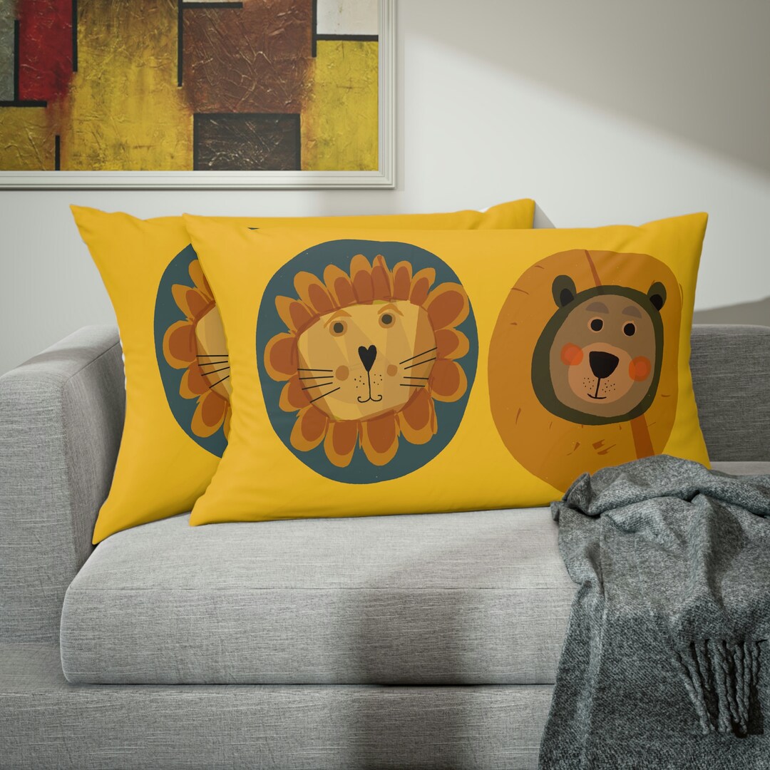 Handdrawn Cartoon Lion/teddy Bear Pillow Sham,bed Cushion Cover,funny