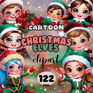Christmas Elves Clipart Bundle | Cute Girls and Boys Elf Characters | 122 PNG Files 300 DPI | Instant Digital Download | Commercial use