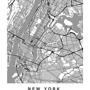 Digital Map of New York, Instant Download, Minimalist Poster, Modern Wall Art, Printable City Map