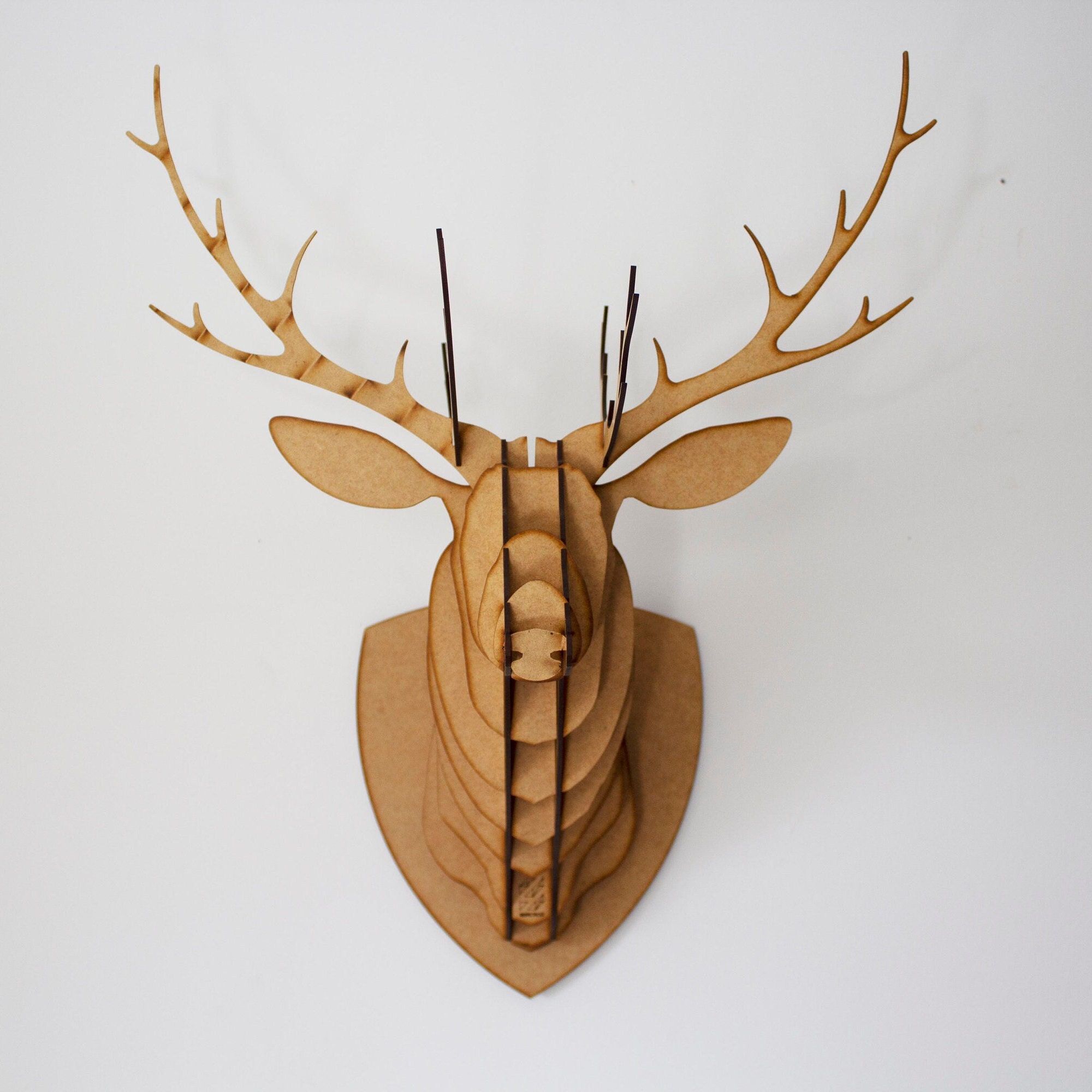 3D Wooden Animal Puzzle Head, Deer Head MDF Wood, Animal Head Puzzle