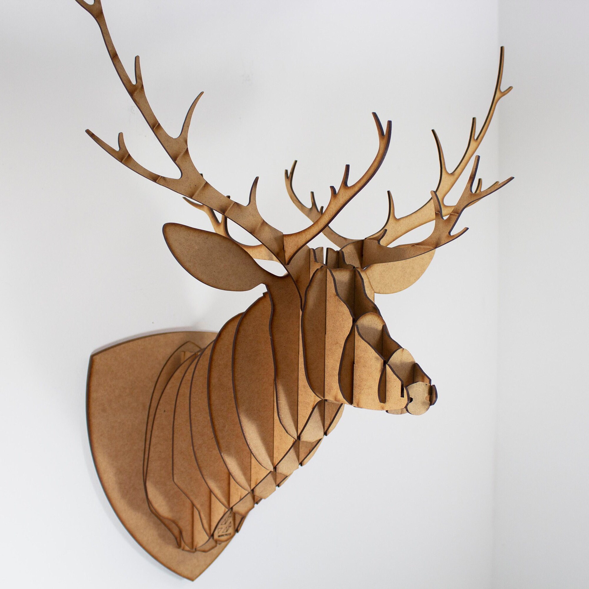 3D Wooden Animal Puzzle Head, Deer Head MDF Wood, Animal Head Puzzle