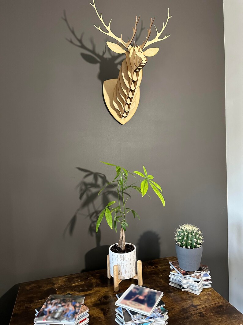 3D Wooden Animal Puzzle Head, Deer Head MDF Wood, Animal Head Puzzle