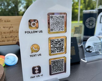 Acrylic Social Media Sign: Business QR Code Display