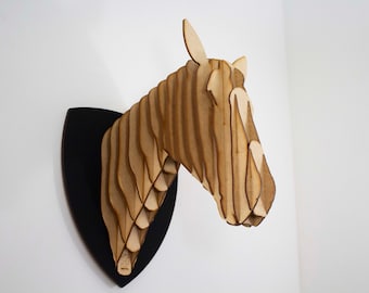 3D Horse Head Wall Decor: Laser Cut MDF Equestrian Art
