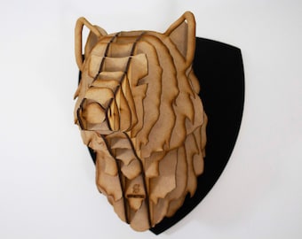 3D Wooden Wolf Puzzle Wall Art, Laser Cut DIY Wolf Head, Rustic Nature Room Decor, Gift for Outdoor Lovers, Rustic animal home decor
