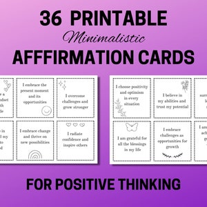 Cartes d’affirmation de pensée positive, PDF de motivation quotidienne, affirmations positives numériques, cartes d’état d’esprit de croissance, confiance en soi imprimable