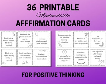 Positive Thinking Affirmation Cards , Daily Motivation PDF, Digital Positive Affirmations, Growth Mindset Cards, Self-belief Printable