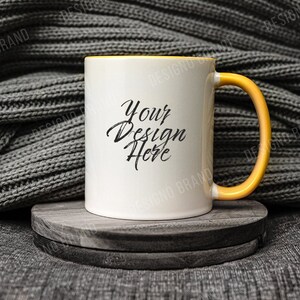 11 oz Mug Mockup, Two Tone Mug Mockup, Holiday Mug Mockup, Fall Mug Mockup, Christmas Mug Mockup, Blank Mug Mockup, Mug Mock Up, YELLOW