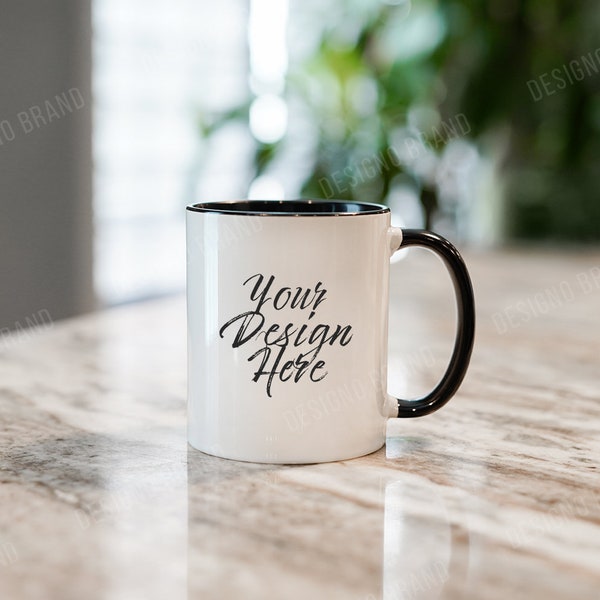 BLACK handle mug mockup, Two Tone Coffee Mug Mockup, 11 oz Mug Mockup, Mug Mockup, Mug Stock Photo, Coffee Mug Mockup, Blank Mug Mockup POD