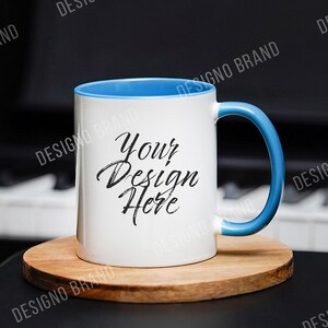 BLUE & WHITE Two Tone Coffee Mug Mockup, 11 oz Mug Mockup, Mug Mockup, Mug Stock Photo, Coffee Mug Mockup, Blank Mug Mockup, Mug Mock up