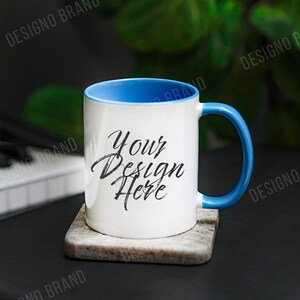 BLUE & WHITE Two Tone Coffee Mug Mockup, 11 oz Mug Mockup, Mug Mockup, Mug Stock Photo, Coffee Mug Mockup, Blank Mug Mockup, Mug Mock up