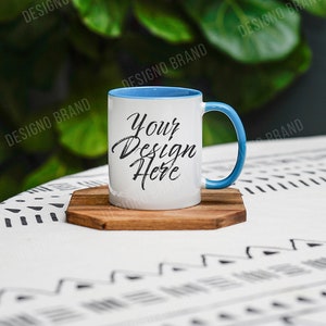 BLUE & WHITE Two Tone Coffee Mug Mockup, 11 oz Mug Mockup, Mug Mockup, Mug Stock Photo, Coffee Mug Mockup, Blank Mug Mockup, Mug Mock up