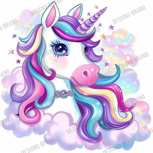 Colorful Rainbow Unicorn PNG, Unicorn Clipart, Unicorn Graphics, Girls Unicorn Pictures, Baby Shower png, Sublimation, SVG for Shirt