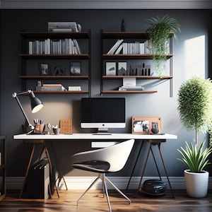 Modern Home Office Background | Realistic Zoom Background | Professional Virtual Background for Zoom/Microsoft Teams/Skype/Google Meet