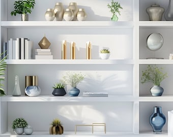 Modern Shelves Virtual Background: Home Office Decor (Digital Download)