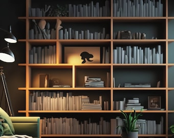 Cozy Bookshelves Virtual Background: Professional Home Office (Digital Download)