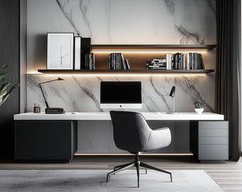 Modern Home Office Zoom Background: Realistic Virtual Backdrop (Digital Download)