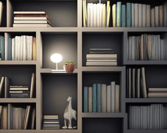 Modern Bookshelf Virtual Background for Zoom (Digital Download)